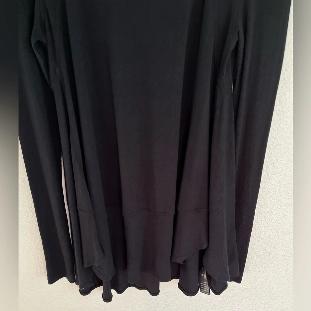 Free People Downtown Girl Black Cut Out Flowy Mock Turtleneck S - Picture 7 of 13